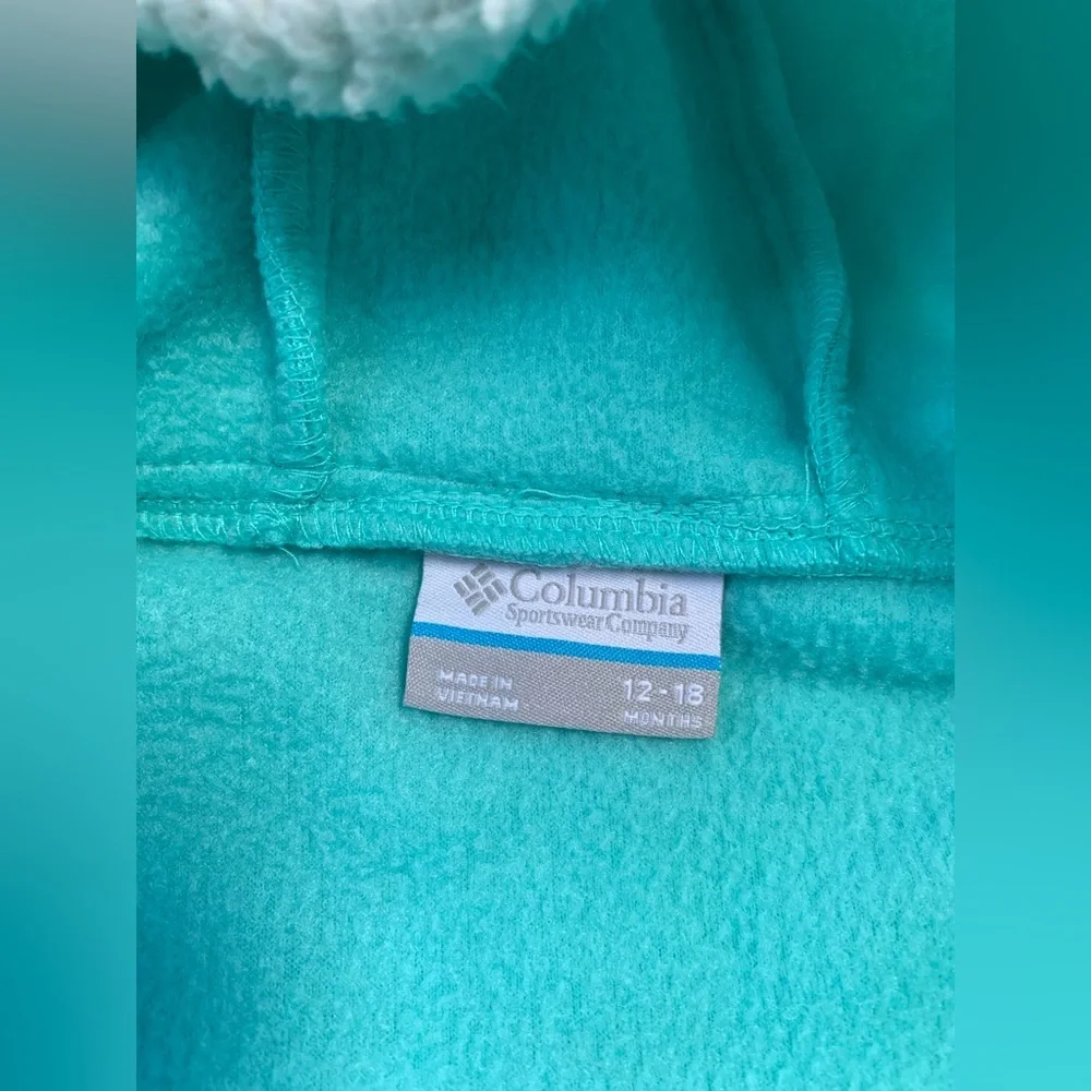 Columbia Size 12-18 Months Teal Fleece Tiny Bear II Bunting